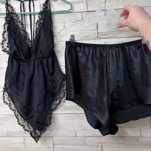 Lucie AnBlack Lace Sleepwear Set sexy vintage knickers and teddy Undercover Wear